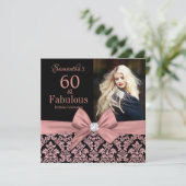 Invitation parties scintillant en or rose damask 60e annivers (Debout devant)
