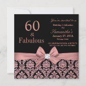 Invitation parties scintillant en or rose damask 60e annivers (Dos)
