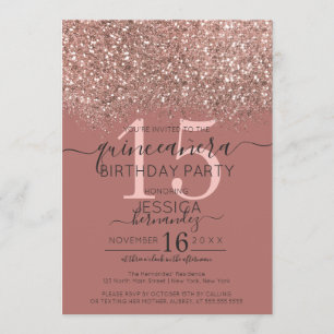 Invitation Parties scintillant en or rose Dusty Confetti Quin