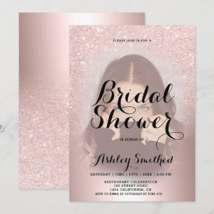 Invitation parties scintillant en or rose en mousse ombre pho