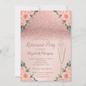 Invitation Parties scintillant en or Rose en verre Bokeh Flor (Devant)