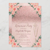 Invitation Parties scintillant en or Rose en verre Bokeh Flor (Devant / Derrière)