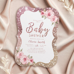 Invitation Parties scintillant en or rose étincelante et baby