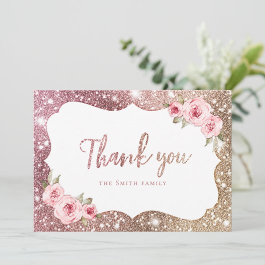 Invitation Parties scintillant en or rose étincelante et merc (Debout devant)