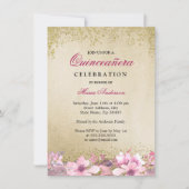 Invitation Parties scintillant en or rose Floral Shimmer Quin (Devant)