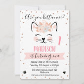 Invitation parties scintillant en or rose kitten me invitatio (Devant)