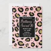 Invitation Parties scintillant en or rose & Léopard noir Swee (Devant)