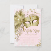 Invitation Parties scintillant en or rose Masquerade (Devant)