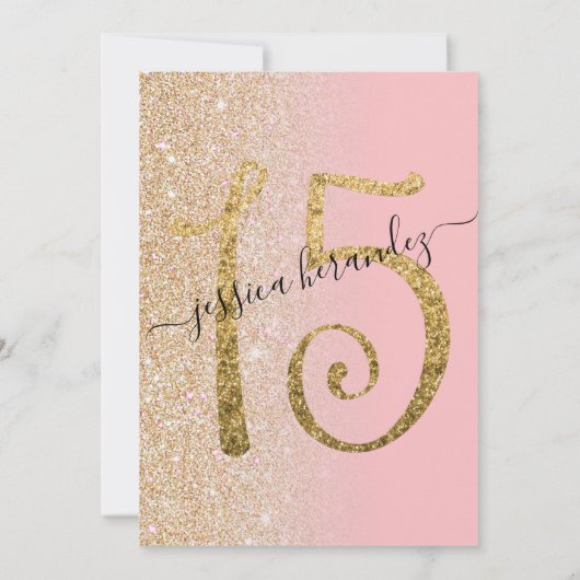 Invitation Parties scintillant en or rose moderne fille Ombre (Dos)