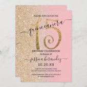 Invitation Parties scintillant en or rose moderne fille Ombre (Devant / Derrière)