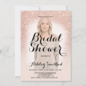Invitation Parties scintillant en or rose moderne ombre photo (Devant)