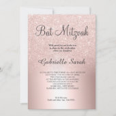 Invitation parties scintillant en or rose ombre Bat mitzvah e (Devant)