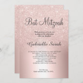 Invitation parties scintillant en or rose ombre Bat mitzvah e (Devant / Derrière)