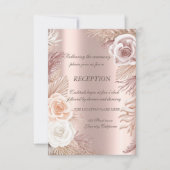 Invitation Parties scintillant en or rose Ombre Boho Fleurs R (Devant)