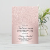 Invitation parties scintillant en or rose ombre feuille métal (Debout devant)