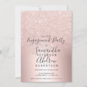 Invitation parties scintillant en or rose ombre fiançailles e (Devant)