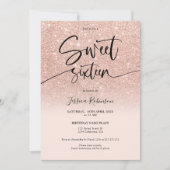 Invitation parties scintillant en or rose ombre girly rose Sw (Devant)