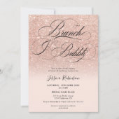 Invitation parties scintillant en or rose ombre script rose n (Devant)
