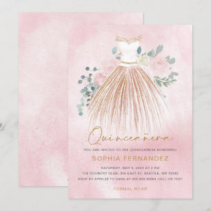 Invitation Parties scintillant en or rose pâle Robe Florale Q