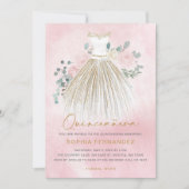 Invitation Parties scintillant en or rose pâle Robe Florale Q (Devant)