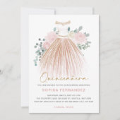 Invitation Parties scintillant en or rose pâle Robe Florale Q (Devant)