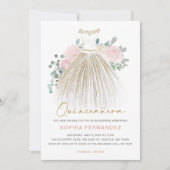 Invitation Parties scintillant en or rose pâle Robe Florale Q (Devant)