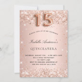 Invitation Parties scintillant en or rose Quinceanera (Devant)
