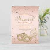 Invitation Parties scintillant en or rose rose pâle Masquerad (Debout devant)