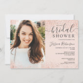 Invitation parties scintillant en or rose rose vif photo nage (Devant)