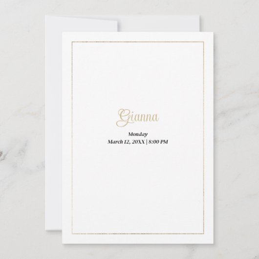 Invitation Parties scintillant en or rose vif de luxe Quincea (Dos)