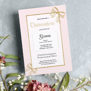 Invitation Parties scintillant en or rose vif de luxe Quincea