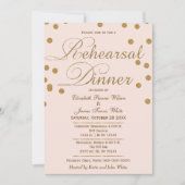Invitation parties scintillant en or rose vif dîner invitatio (Devant)