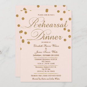 Invitation parties scintillant en or rose vif dîner invitatio