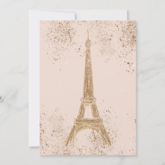 Invitation Parties scintillant en or rose vif Paris Tour Eiff (Dos)
