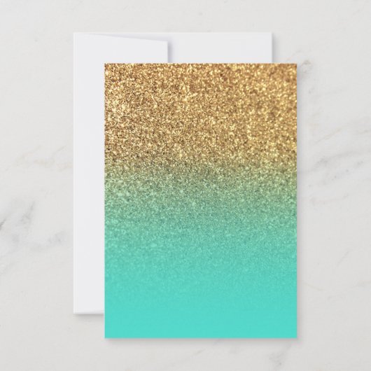 Invitation Parties scintillant en or Turquoise Ombre Photo En (Dos)