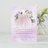 Invitation Parties scintillant en or violet Robe Florale Quin (Debout devant)