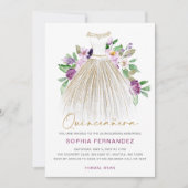 Invitation Parties scintillant en or violet Robe Florale Quin (Devant)