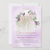 Invitation Parties scintillant en or violet Robe Florale Quin (Devant)