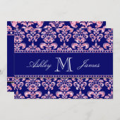 Invitation Parties scintillant en rose imprimée Navy Blue Mar (Devant / Derrière)