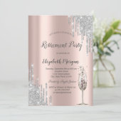 Invitation Parties scintillant en verre à vin  Rose Gold Retr (Debout devant)