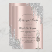 Invitation Parties scintillant en verre à vin  Rose Gold Retr (Devant / Derrière)