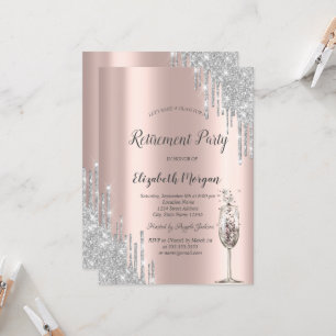 Invitation Parties scintillant en verre à vin  Rose Gold Retr
