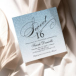 Invitation Parties scintillant en verre bleu clair Sweet 16 C<br><div class="desc">Cette belle invitation présente une parties scintillant fausse et votre texte personnalisé. Utilisez le formulaire modèle pour ajouter vos informations. Modifiez la police ou ajoutez du texte à l'aide de la fonction Personnaliser It.</div>
