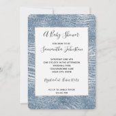 Invitation Parties scintillant en verre bleu Zebra Baby showe (Devant)