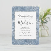 Invitation Parties scintillant en verre bleu Zebra Print (Debout devant)