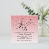 Invitation Parties scintillant en verre rose clair Douce 16 C (Debout devant)