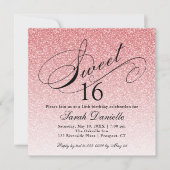 Invitation Parties scintillant en verre rose clair Douce 16 C (Devant)
