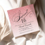 Invitation Parties scintillant en verre rose clair Douce 16 C<br><div class="desc">Cette belle invitation présente une parties scintillant fausse et votre texte personnalisé. Utilisez le formulaire modèle pour ajouter vos informations. Modifiez la police ou ajoutez du texte à l'aide de la fonction Personnaliser It.</div>