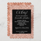 Invitation Parties scintillant en verre rose noir Rose or (Devant / Derrière)