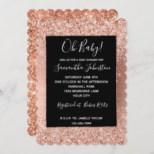 Invitation Parties scintillant en verre rose noir Rose or